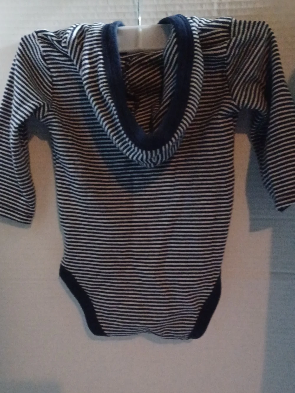 Carters Striped Navy and White Hooded Baby One-Piece Size 6M